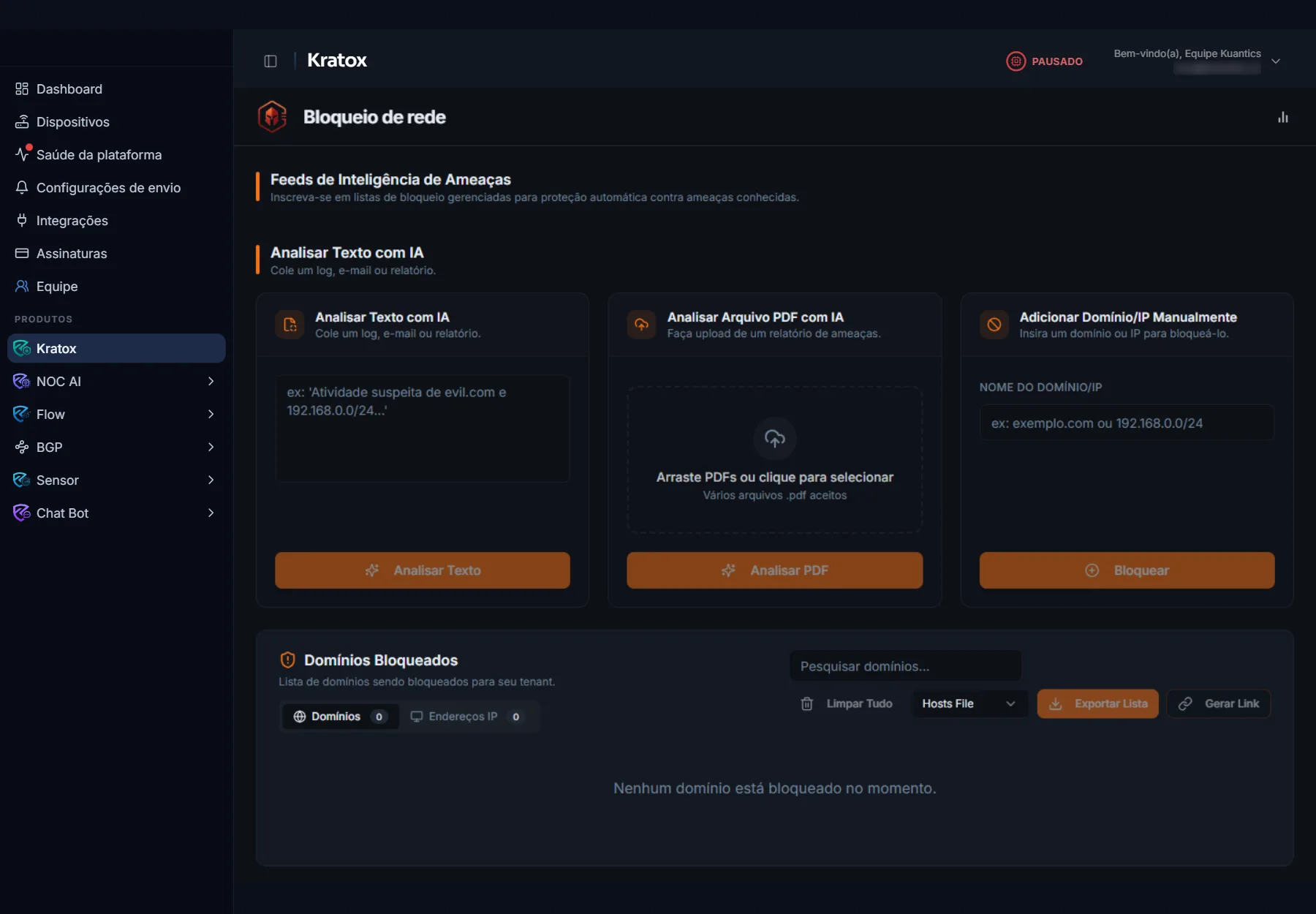 Kratox · Bloqueio de Rede