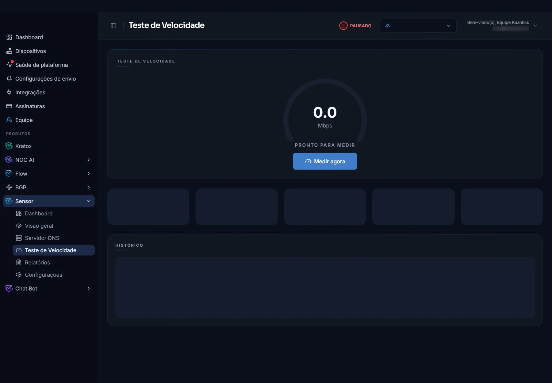 Sensor · Teste de Velocidade